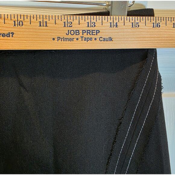 Topshop Asos Raw Edge Maxi Skirt Black Twill Topstitch Sz 10 Frayed Cotton Zip - Picture 12 of 15